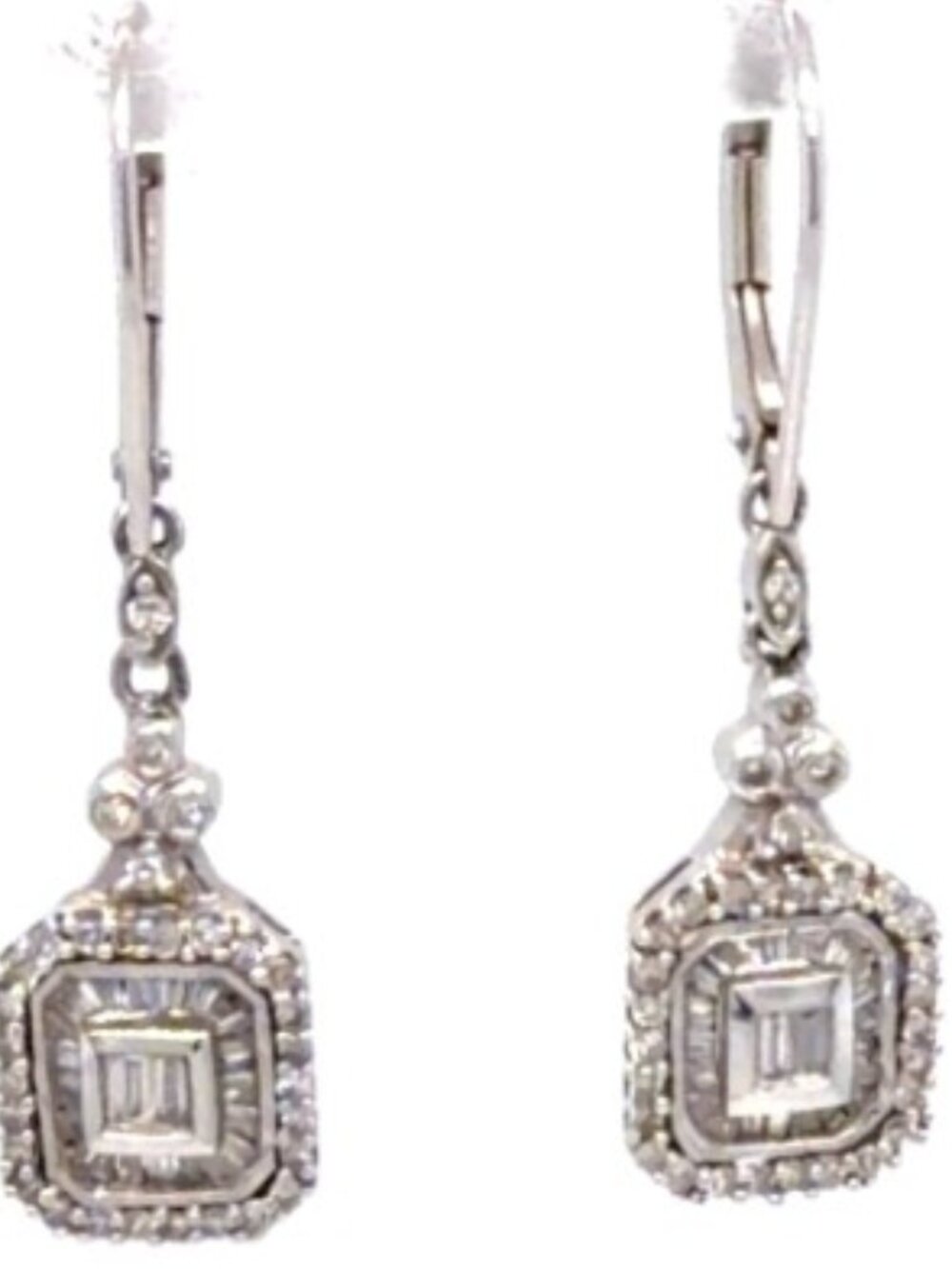 White Gold Dangling Diamond Earrings